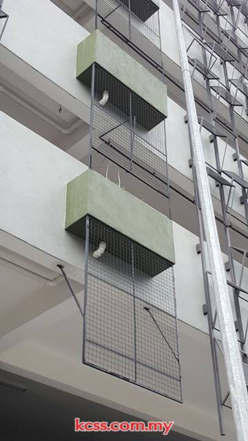 Mesh screens installed on a building facade